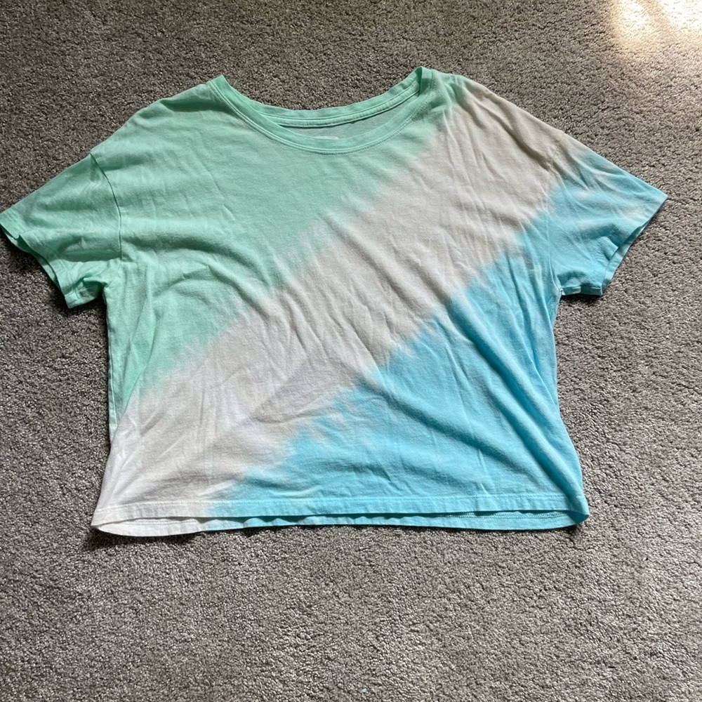 Old Navy Women’s Cropped Tee, Blue, Green, and Cream